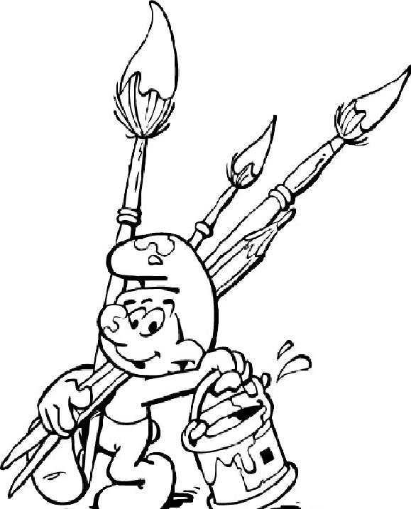 coloriage schtroumpf artiste